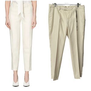 Suitstudio Cotton-Silk Mid-Rise Sz 8 Medium New w Tags Off-White Straight-Leg Tr